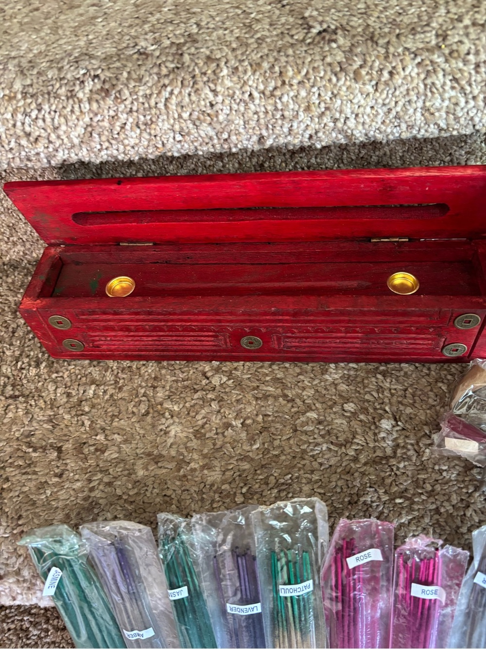 Assorted Scented Incense Stick Collection with Red Wooden Box - Picture 4 of 8